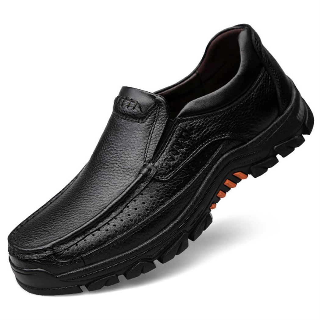 WNUKATO Herrenschuhe Bequemer Slip-on-Loafer Lederschuhen für Arbeit und Business Casual 42 EU Schwa