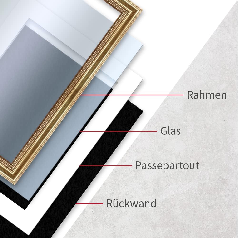 Mende Frames Bilderrahmen Antik 30x45cm I Farbe: Gold I Holzbilderrahmen I Fotorahmen I Goldener Bar