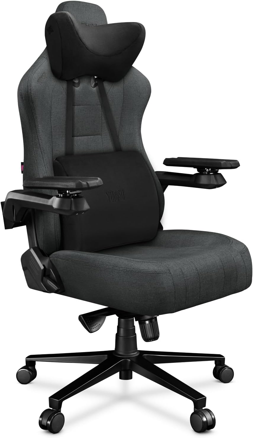 2049 Bürostuhl Gaming Stuhl Grau/Schwarz - Gamingstuhl mit Memory Foam Kissen in Velours - Gamer Stu