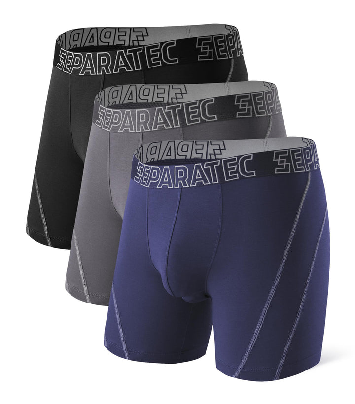 Separatec Herren Boxershorts Glattes Bambus Rayon mit getrennten Beuteln Unterwäsche 3er Pack Boxers