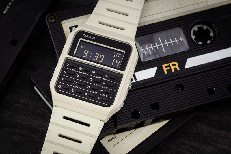 Casio Collection Retro Herren Digitaluhr mit Kunststoffband CA-53WF Weiss, Weiss