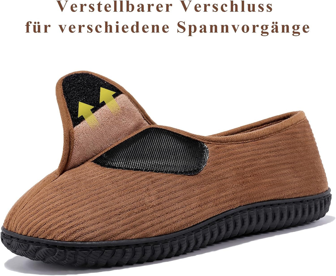 Git-up Herren Diabetiker Hausschuhe Schuhe Arthritis Ödem Verstellbare Verschluss Memory Foam Haussc