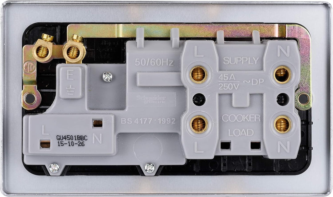 Schneider Electric GU4501BBC Ultimate Low Profile, gebürstetes Chrom, schwarzer Einsatz 45A Herd-Ste