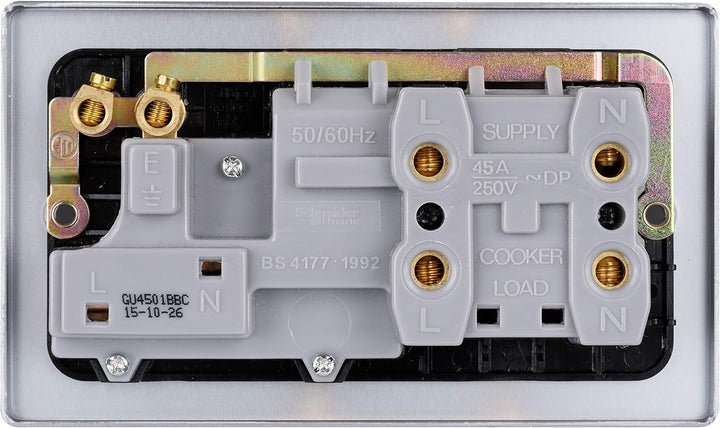 Schneider Electric GU4501BBC Ultimate Low Profile, gebürstetes Chrom, schwarzer Einsatz 45A Herd-Ste