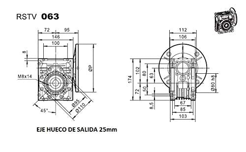 Getriebemotor Dreiphasiger,, 220 V/400 V, 0,75 PS, 0,55 kW (35 U/min) 35 RPM DE SALIDA, 35 RPM DE SA