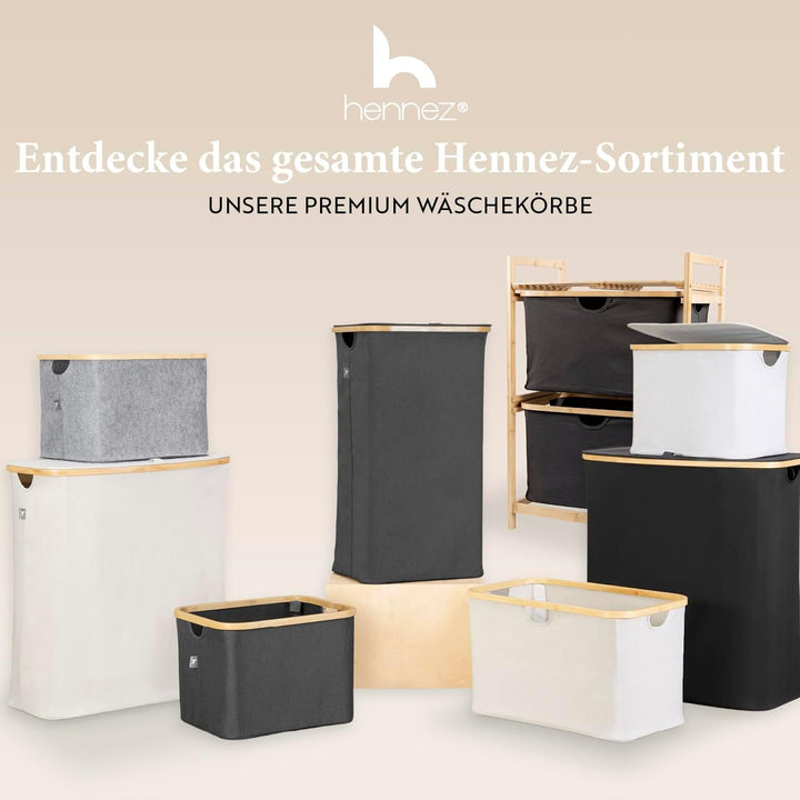 HENNEZ Badezimmerregal 2 Fächer | Bambusregal mit Ablage und 2 Körben | Badregal mit Schubladenboxen