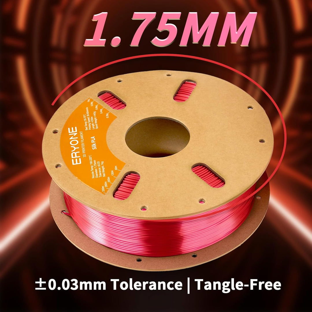 ERYONE Seiden PLA Filament 1.75mm, PLA Seiden Filament für 3D Drucker, 1.75mm +/- 0,03 mm, 1kg /Spul