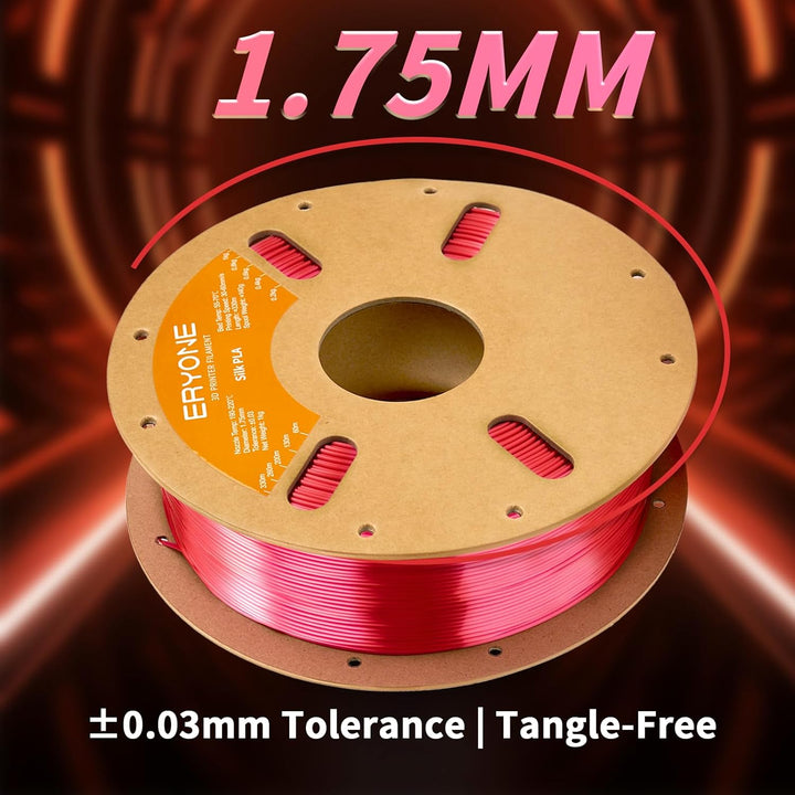 ERYONE Seiden PLA Filament 1.75mm, PLA Seiden Filament für 3D Drucker, 1.75mm +/- 0,03 mm, 1kg /Spul
