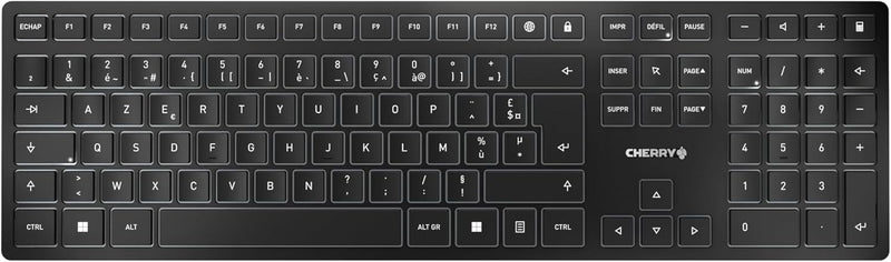 CHERRY KW 9100 Slim, kabellose Design-Tastatur, Französisches Layout (AZERTY), wahlweise Bluetooth®-