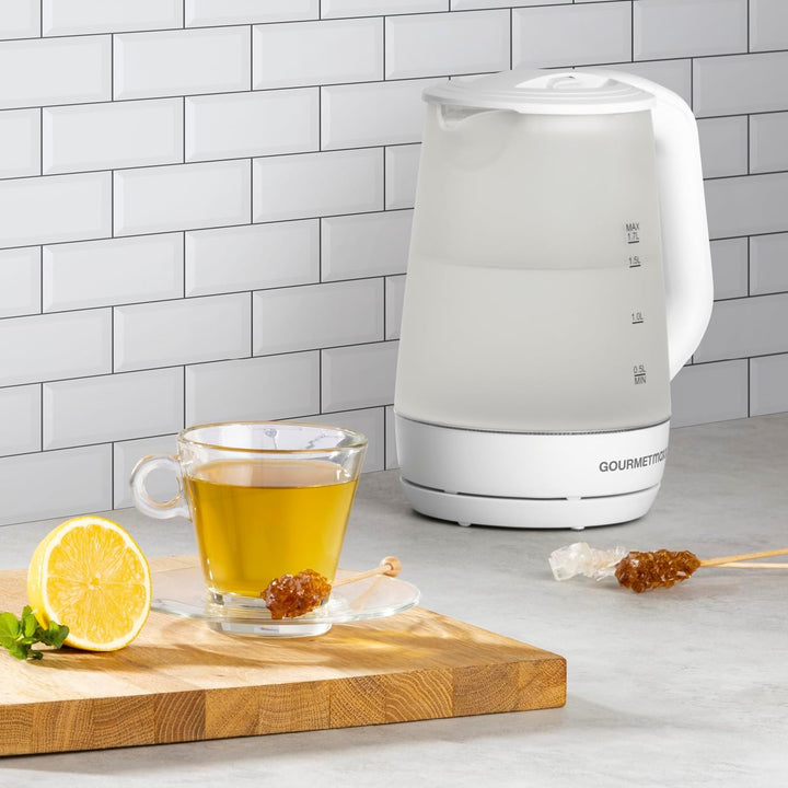 GOURMETmaxx Glas Wasserkocher | 1,7 Liter Fassungsvolumen Füllmengen-Anzeige für genaues Abmessen &amp;