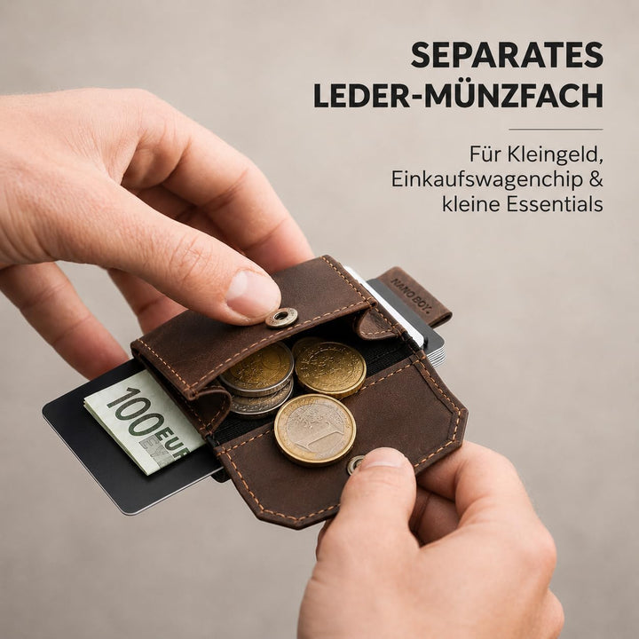 Jaimie Jacobs Minimalist Wallet Nano Boy Pocket Mini Geldbörse aus Textil mit Zugband schmaler Karte