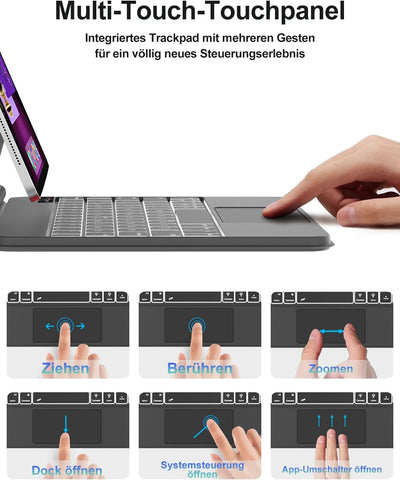 FOGARI Tastatur Trackpad für iPad Air 5/iPad Air 4/iPad Pro 11 - Magic Tastatur QWERTZ mit Hintergru