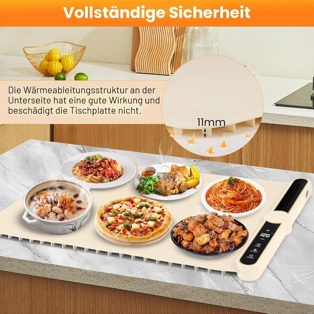 Warmhalteplatte Elektrisch, Faltbare Elektrische Wärmeplatte, 40-120°C Tragbarer Speisenwärmer Wärme