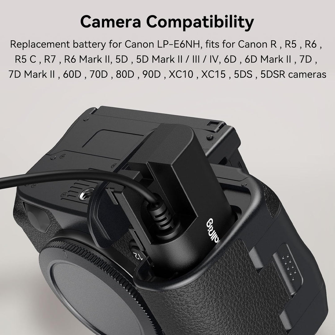 SMALLRIG D-TAP auf LP-E6NH Dummy-Akku, LP-E6NH Spiral-Stromkabel für Canon R5, R6, R7, R, R5C, 5D II