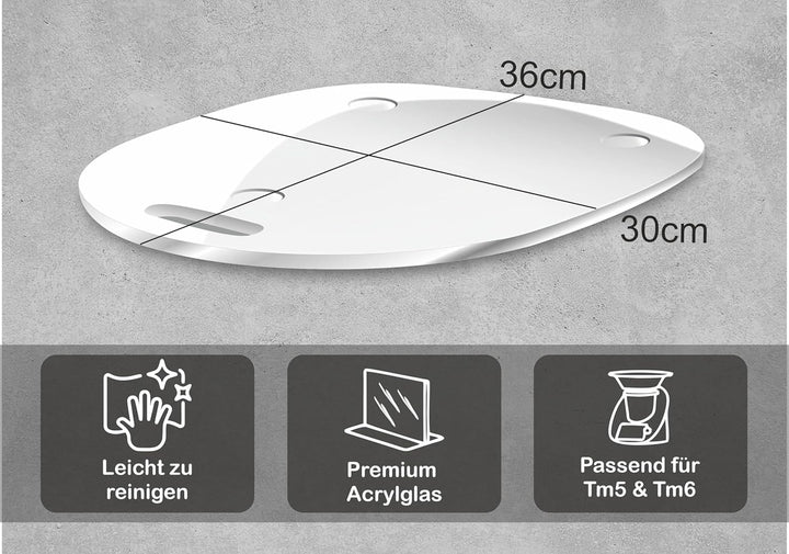 Premium Gleitbrett für den Thermomix - TM5, TM6 &amp; TM31 - Hochwertiger Gleiter aus Premium Acrylglas