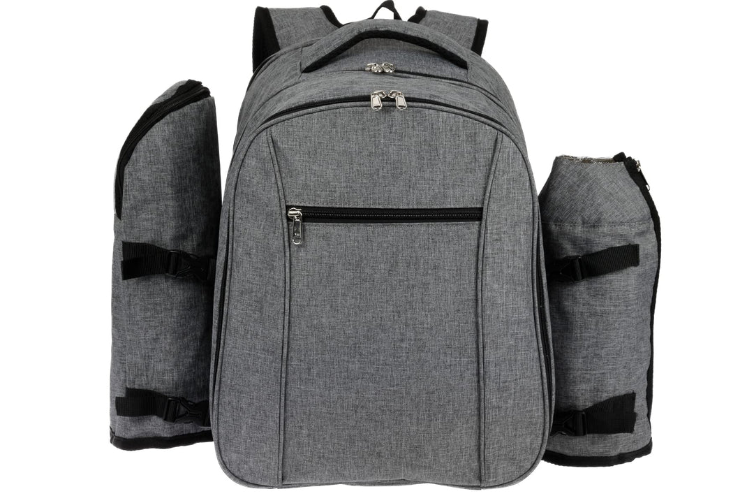 HEKERS Premium Picknickrucksack mit isoliertem Kühlfach und Flaschenhaltern für 4 Personen – Strand