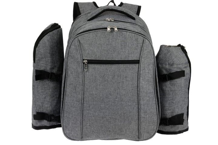 HEKERS Premium Picknickrucksack mit isoliertem Kühlfach und Flaschenhaltern für 4 Personen – Strand