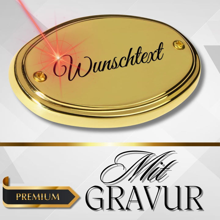 Edel Design Ovales grosses Messing Schild - Türschild - Länge 11,1 cm, Breite 7,3 cm, Höhe 0,5 cm mi