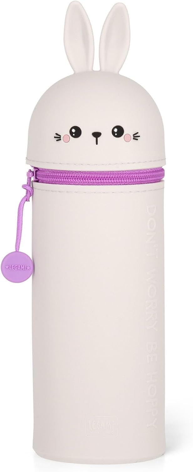 Legami - 2-in-1 Weiche Silikontasche - Kawaii,Tischstifthalter, Reissverschluss, Silikon, Stiftetasc