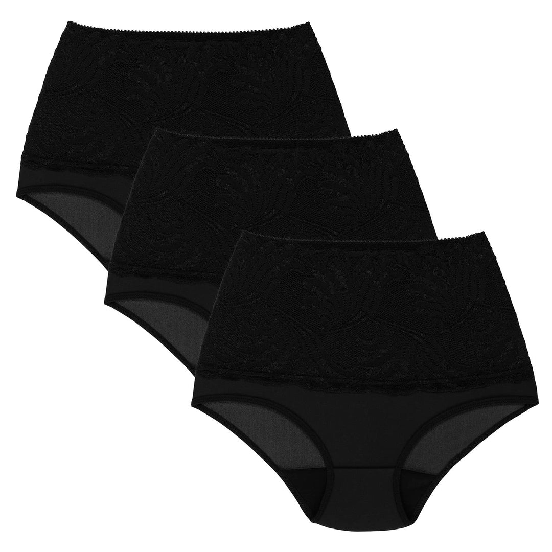 Wolbar Damen Sexy Shapewear-Slips Spitze Miederslip Hohe Taille Figurformende WB207 M (3-er Pack) Sc