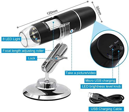 WiFi mikroskop,XVZ 50X bis 1000x Digital Mikroskoplupe, Mini-Taschen-Handmikroskopkamera mit Lichtko