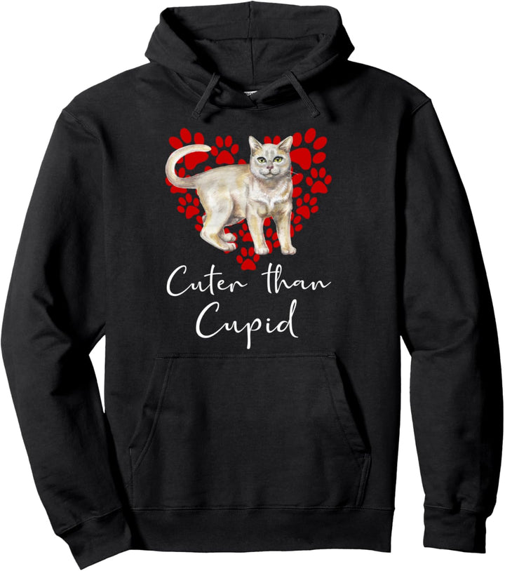 BURMA Cuter Than Cupid Katze BURMAKATZE Valentinstag Pullover Hoodie