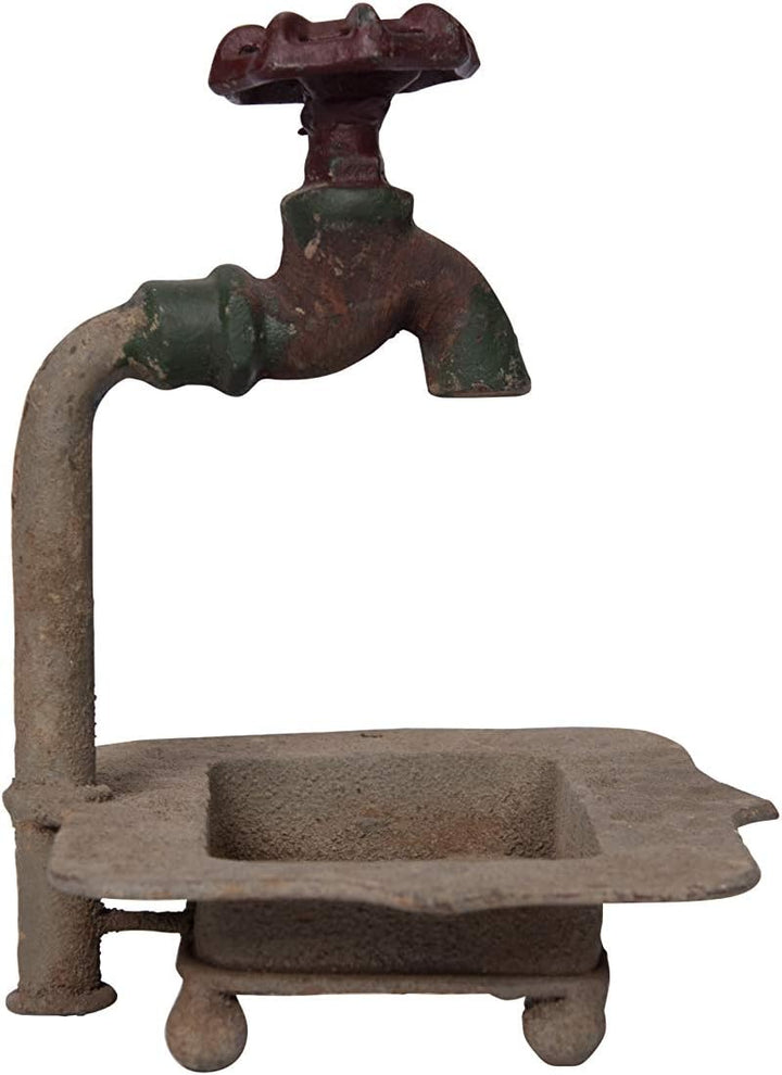 Creative Co-op Secret Garden Decorative Iron Soap Holder with Faucet