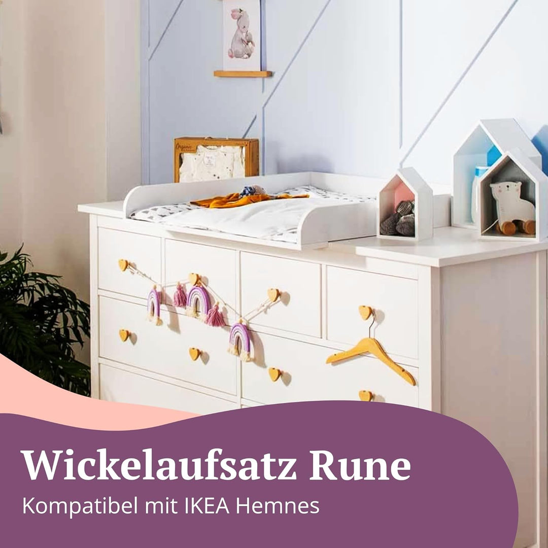 Puckdaddy Wickelaufsatz Levi | 160x80x10 cm | MDF-Holz in Weiss | hochwertiger Wickeltischaufsatz |