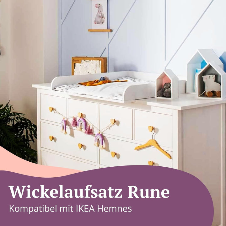 Puckdaddy Wickelaufsatz Levi | 160x80x10 cm | MDF-Holz in Weiss | hochwertiger Wickeltischaufsatz |