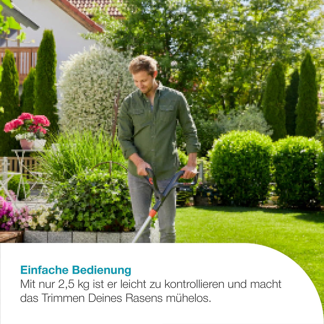 Gardena Akku-Trimmer ComfortCut 23/18V P4A Ready-To-Use Set: Rasentrimmer mit 230 mm Schnittkreis, T