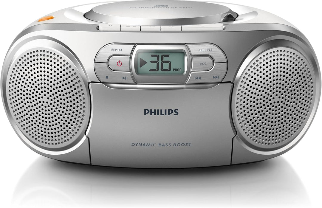 Philips AZ127/12 CD-Soundmaschine, CD Player Tragbar (Radio UKW, CD, Kassettendeck, Dynamic Bass Boo