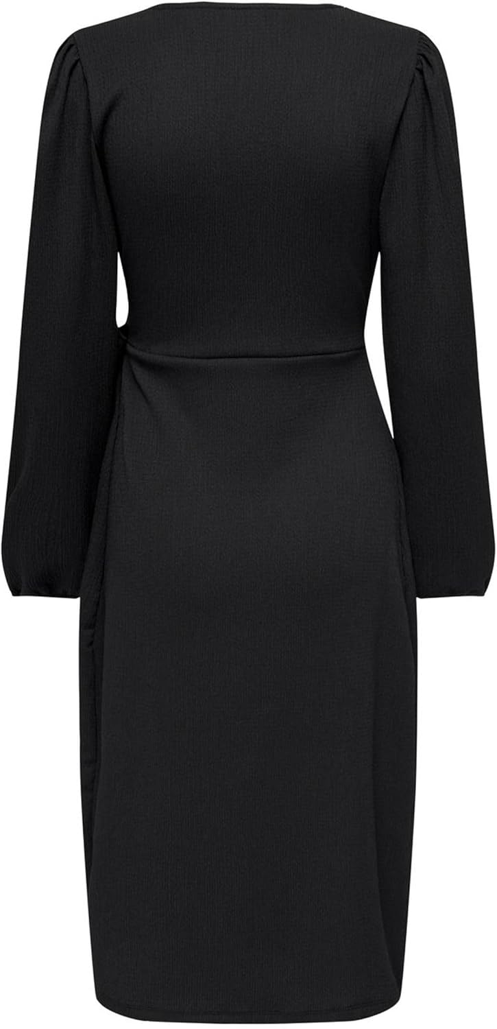 ONLY Damen Onlmerle L/S Wrap Midi Dress Jrs XXS Schwarz, XXS Schwarz