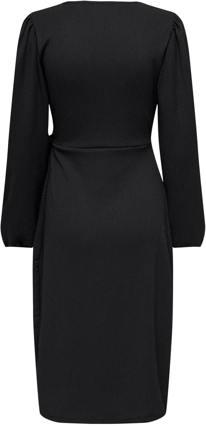 ONLY Damen Onlmerle L/S Wrap Midi Dress Jrs XXS Schwarz, XXS Schwarz