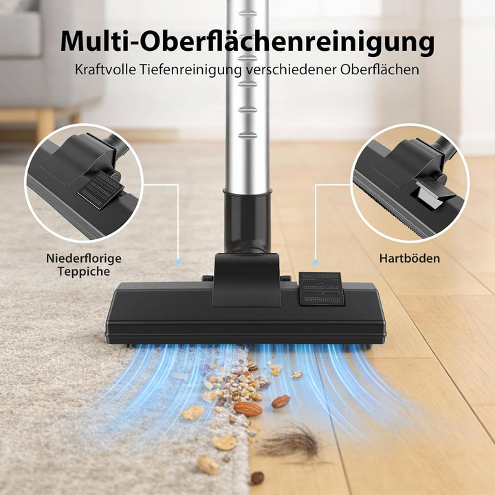 Zyklon Staubsauger Beutellos 1200W Staubsaugerzylinder, 1,5L Staubbehälterkapazität, Leistungsstarke