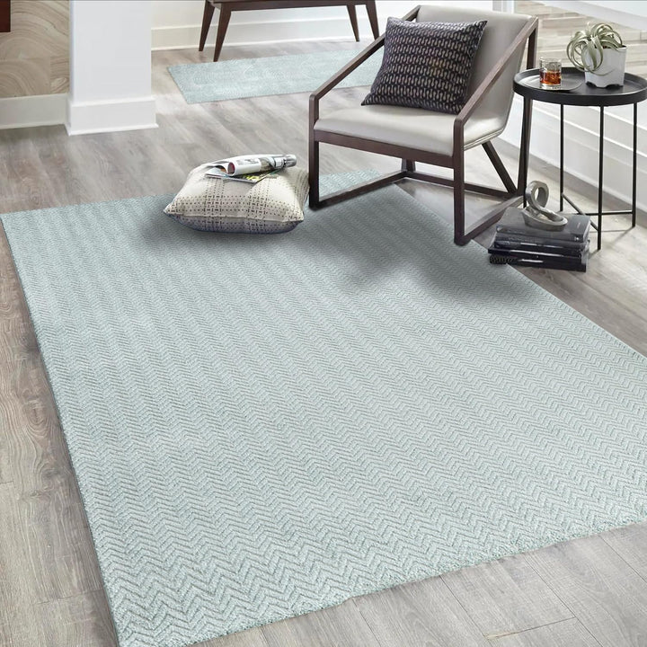 payé Teppich Wohnzimmer - Grün - 160x230cm - Meliert Muster- Einfarbig - Hoch Tief Effekt - Kurzflor