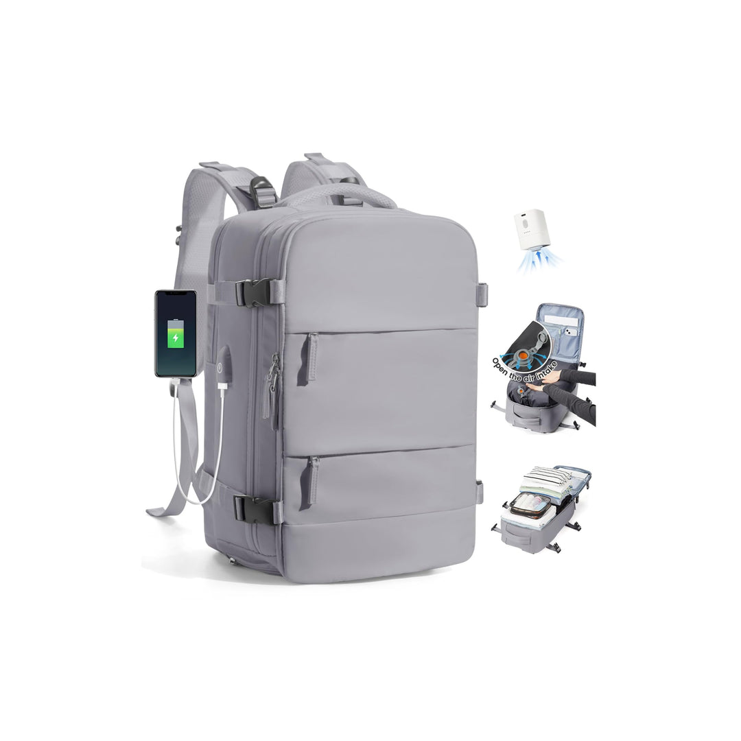 SZLX Grosser Reiserucksack Damen,Vakuum Rucksack mit Pumpe Ryanair Handgepäck 40x30x20 Herren, Wizza