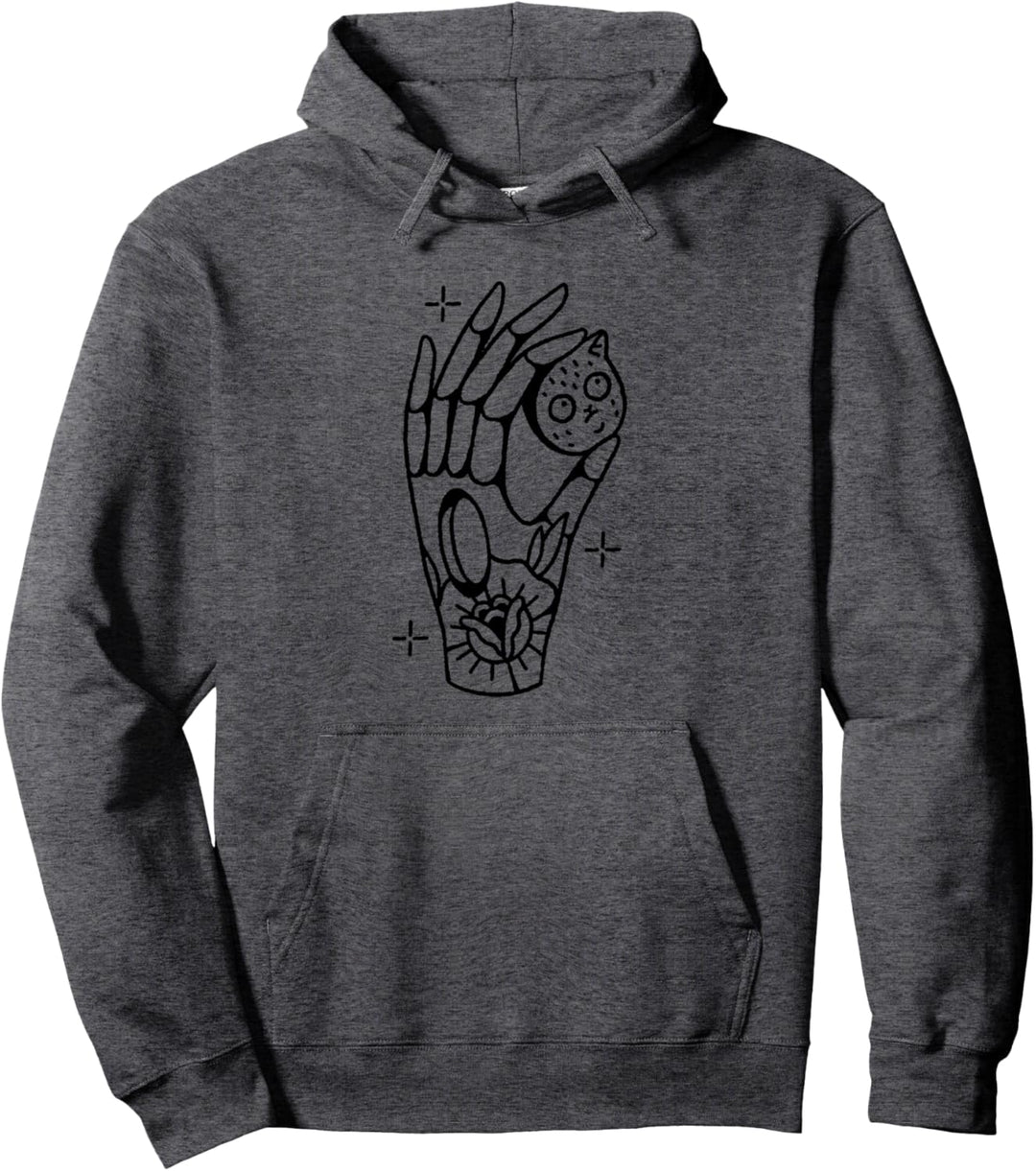 Katze Hand Abstrakte-Kunst Lustiges Geschenk Katzen-Fan Pullover Hoodie