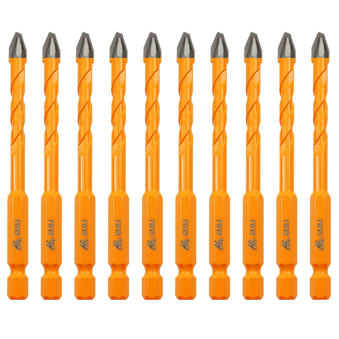 Hartmetall-Mauerbohrer 10er-Set - Präzisionsbohrer 10x6mm für Beton, Fliesen, Marmor, Holz, Kunststo