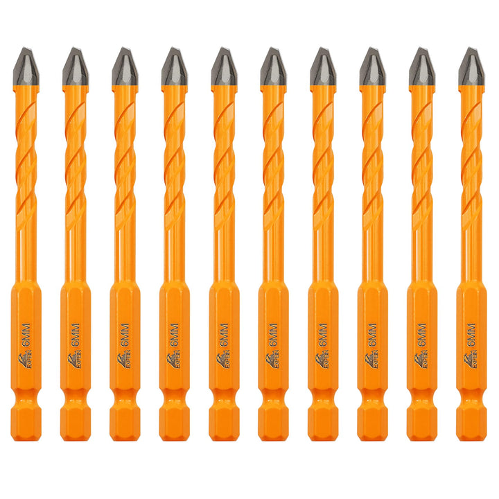 Hartmetall-Mauerbohrer 10er-Set - Präzisionsbohrer 10x6mm für Beton, Fliesen, Marmor, Holz, Kunststo