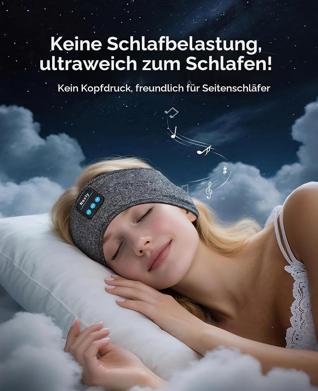 Navly Schlafkopfhörer Bluetooth, Schlaf Kopfhörer Bluetooth Sport Stirnband Kopfhörer Personalisiert