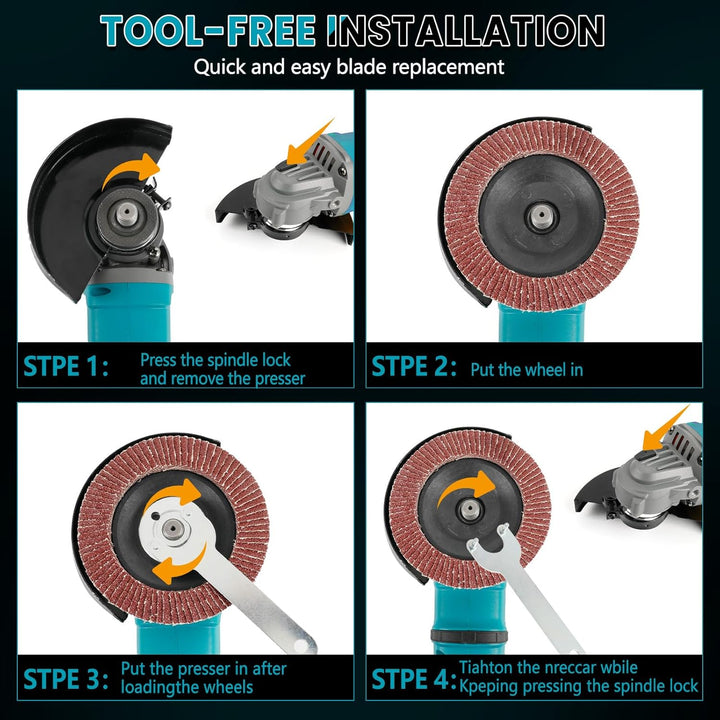 Winkelschleifer Kompatibel mit Makita 18V Akkus, Akku Winkelschleifer 125mm, 1180W Akku Flex Bürsten