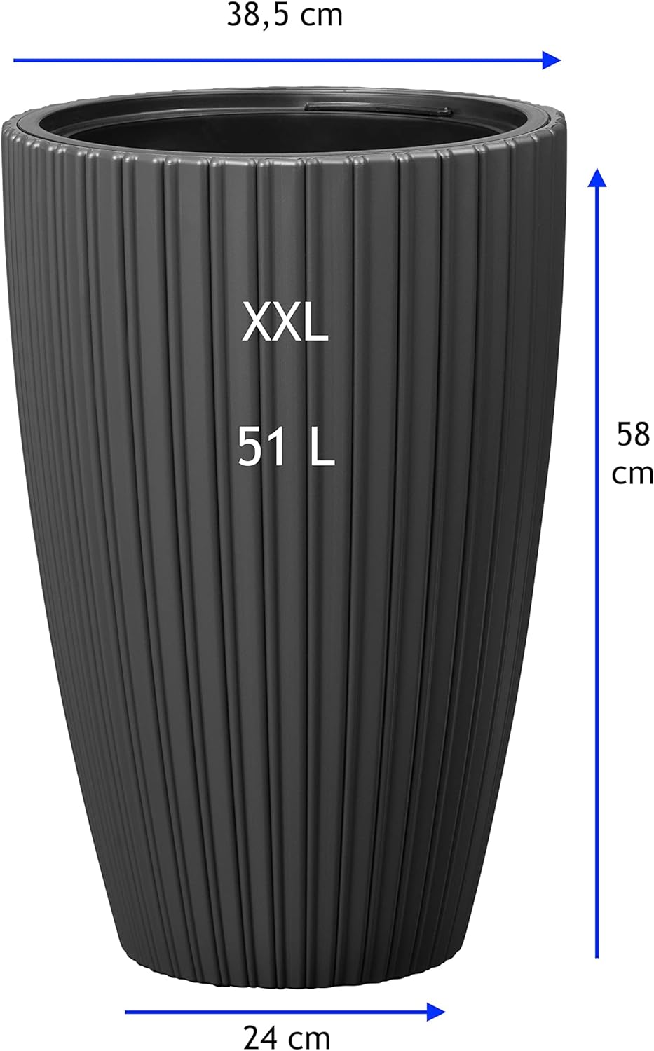 MELTOM Blumenkübel Blumentopf Pflanzkübel mit Herausnehmbaren Einsatz Rund 3D Effekt Dekorativ Gröss