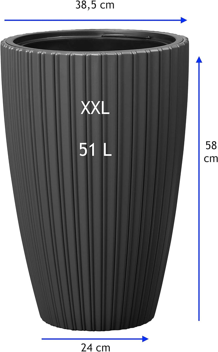 MELTOM Blumenkübel Blumentopf Pflanzkübel mit Herausnehmbaren Einsatz Rund 3D Effekt Dekorativ Gröss