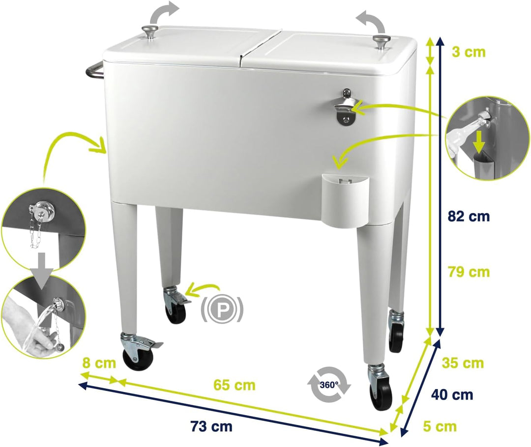 Kailua Cooler - Kühlbox, Kühlwagen, Getränkekühler Weiss, Weiss