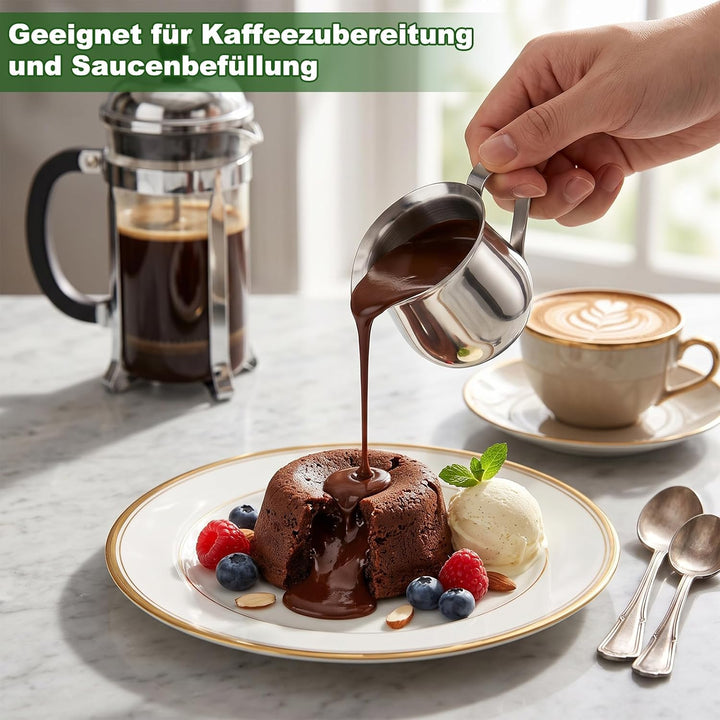 6 Stück Edelstahl Milchkännchen Milchkanne Barista 90ML Silber Set