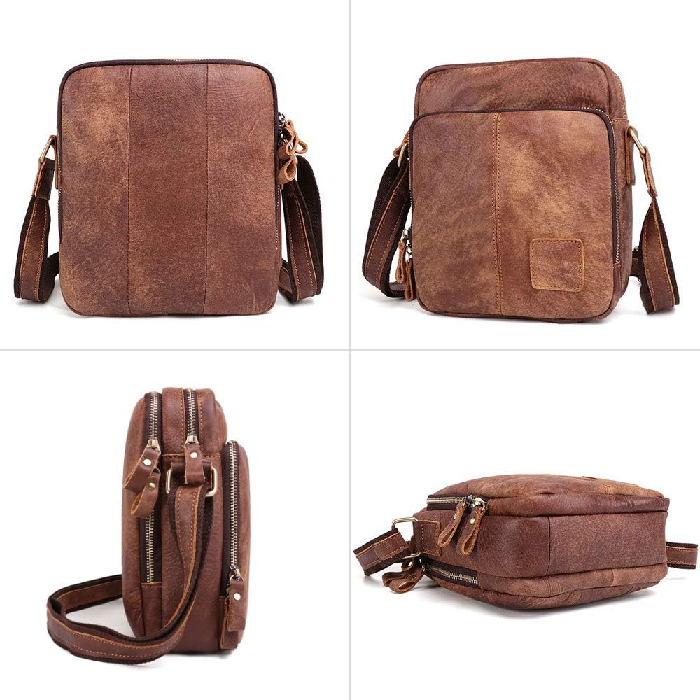 BAIGIO Schultertasche Umhängetasche Herren Leder Vintage Herrentasche Messenger Bag mit Schultergurt