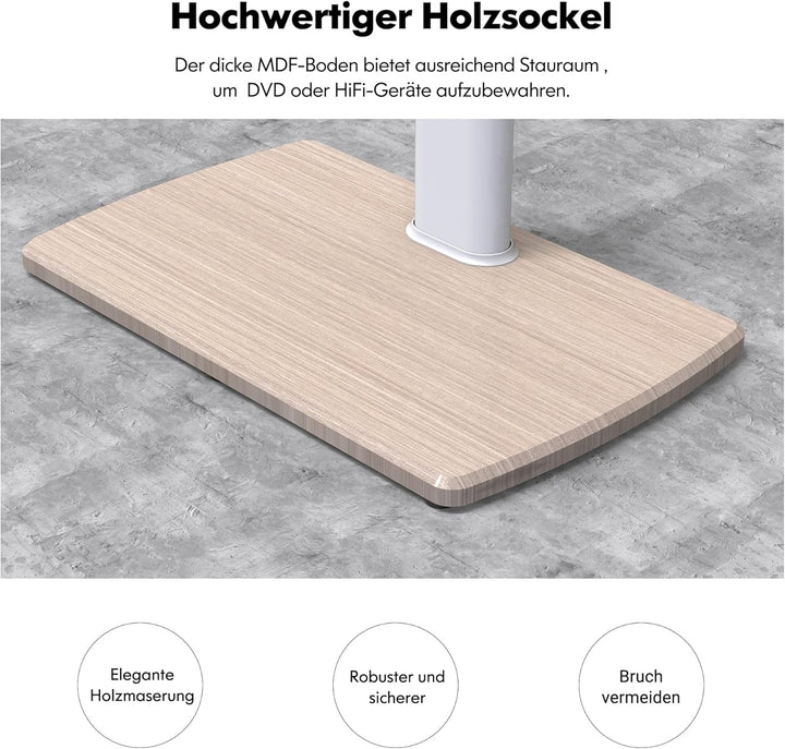 FITUEYES TV Bodenständer mit Holzbasis TV Ständer TV Standfuss Fernsehstand höhenverstellbar schwenk