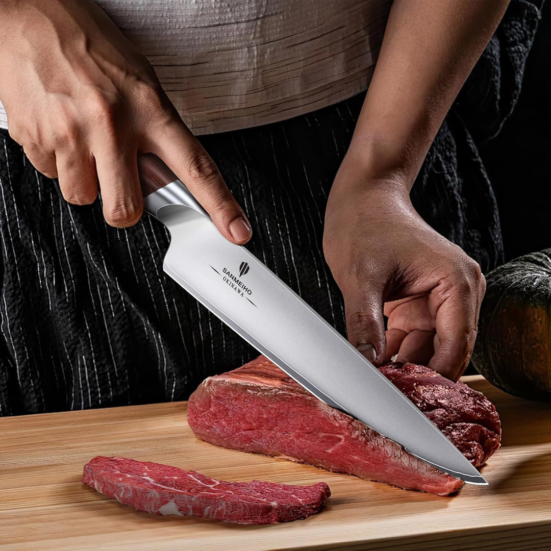 SANMEIHO Kochmesser 20cm Profi Japanisches Küchenmesser Chefmesser - Ultrascharf aus 5-lagiger 10Cr1