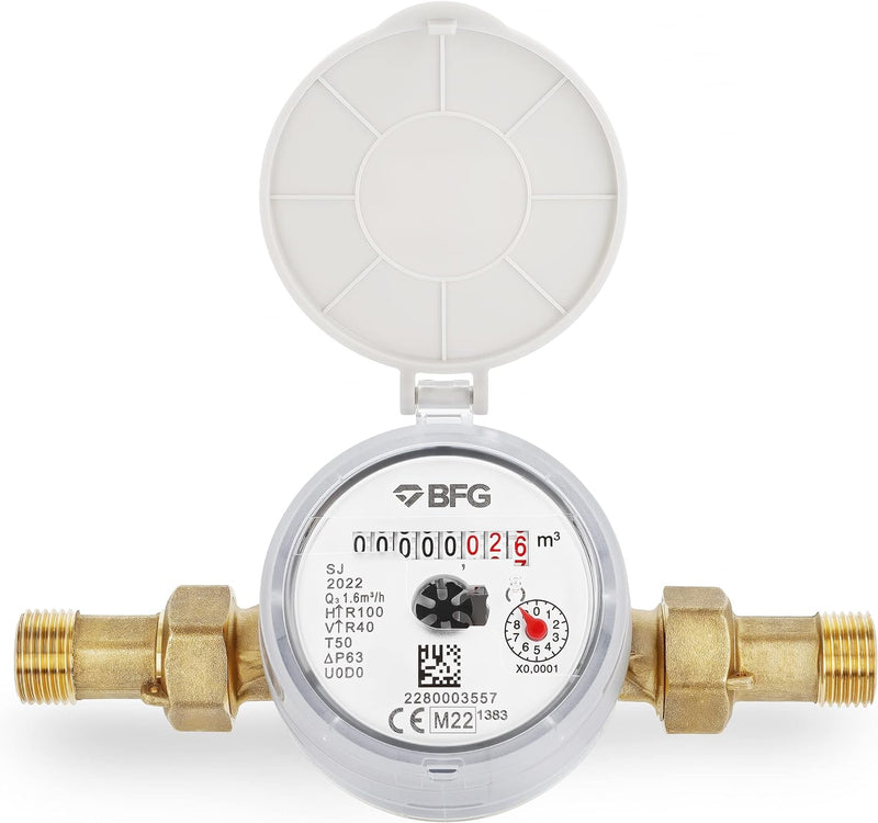 HYDROBIL WRAS-Zertifizierter Wasserzähler mit 1/2" BSP Messing-Rückschlagarmatur, Antimagnetischer K