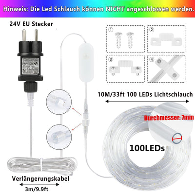 10M LED Schlauch Lichterkette Aussen, 100er LED Lichtschlauch Aussen IP68, 16 Farben Lichterkette In